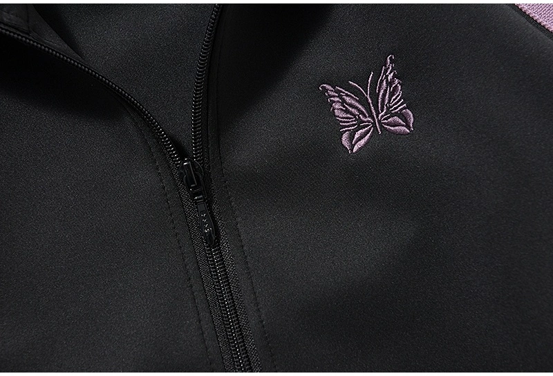 Butter Fly Embroidery Ribbon Needles Jackets Men Women 1: 1 Top Quality Streetwear Jacket Stripes Needles Track Coats