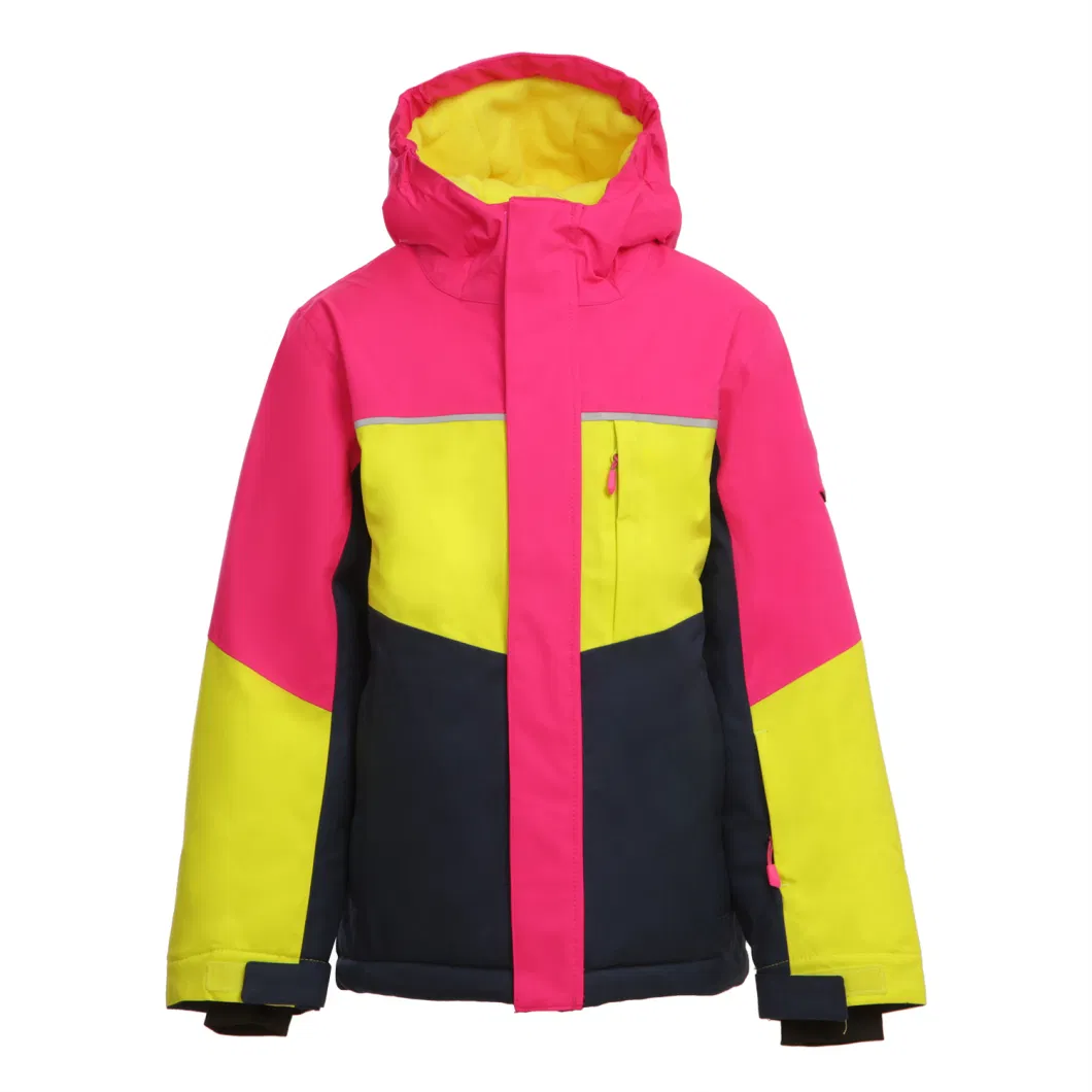 Outdoor Ski Jacket for Children with Oversized Hood and Faux Fur