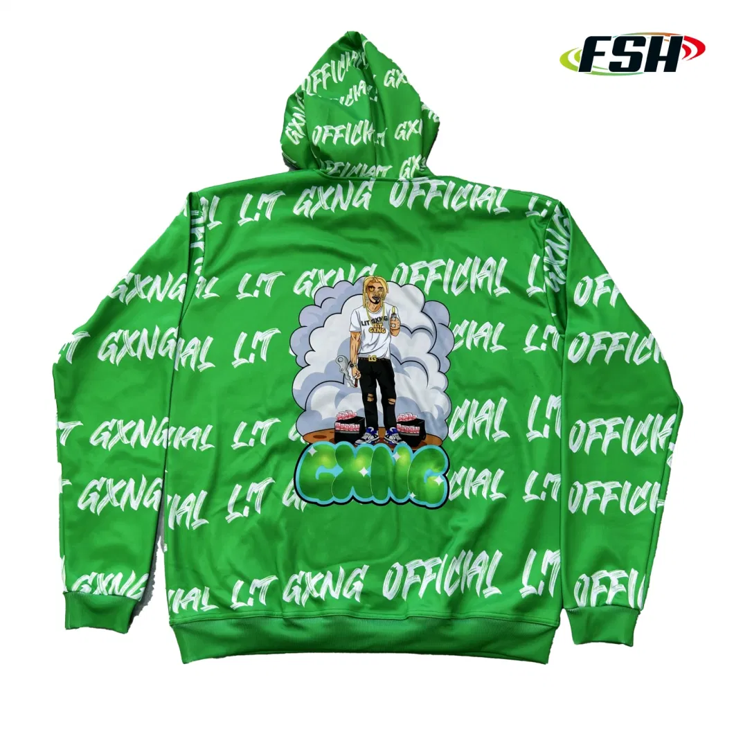 New Design Custom Fluorescent Color Bright Sublimation Sports Wear Hoodie with Fleece