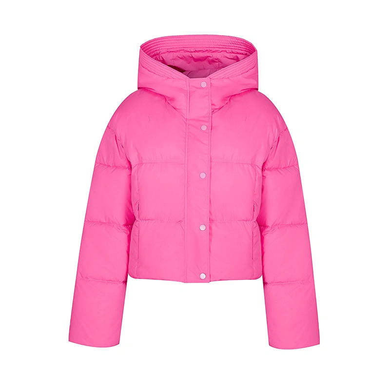 Short Standing Collar Down Cotton Jacket with Women&prime;s Zipper Bread Jacket Coat