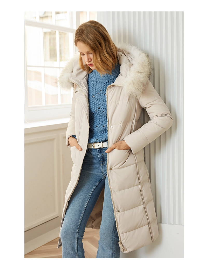 New Women&prime;s Thickened Long Winter Down Parka Coat, Raccoon Fur Coat