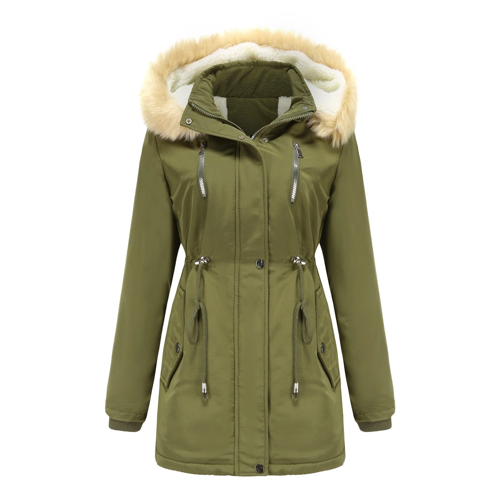 Womens Thick Velvet Winter Jackets Coat Women Detachable Hoody Fleece Winter Jacket