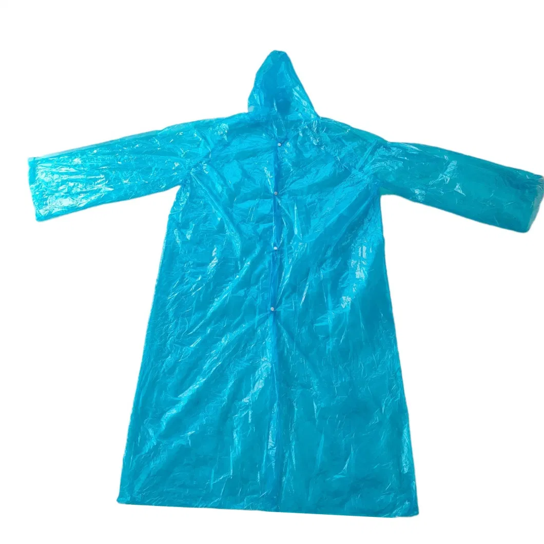 Unisex Pocket Portable PE Rain Coat Poncho Rainwear for Promotion