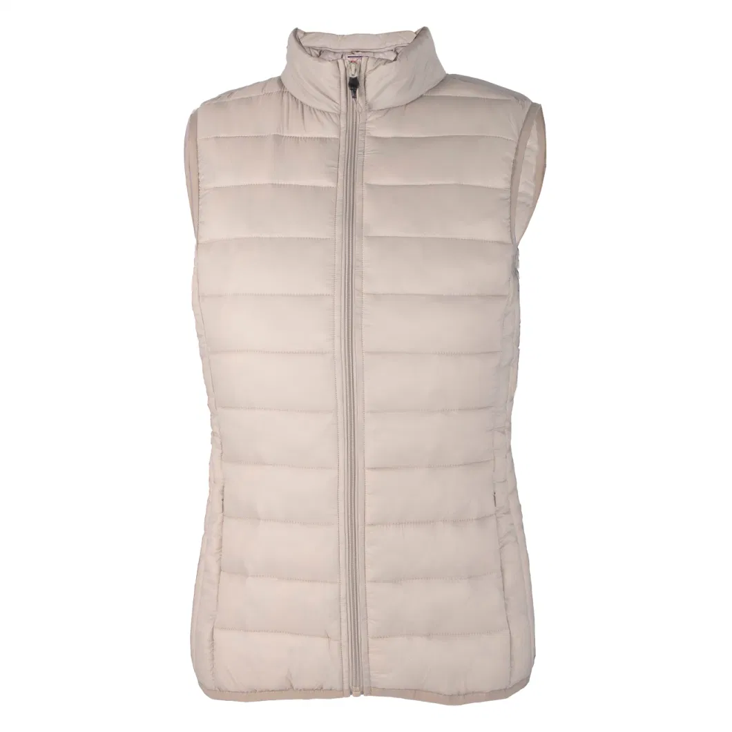 Women&prime;s Ultra Light Packable Full Zip Solid Puffer Vest Customize Logo Wholesale