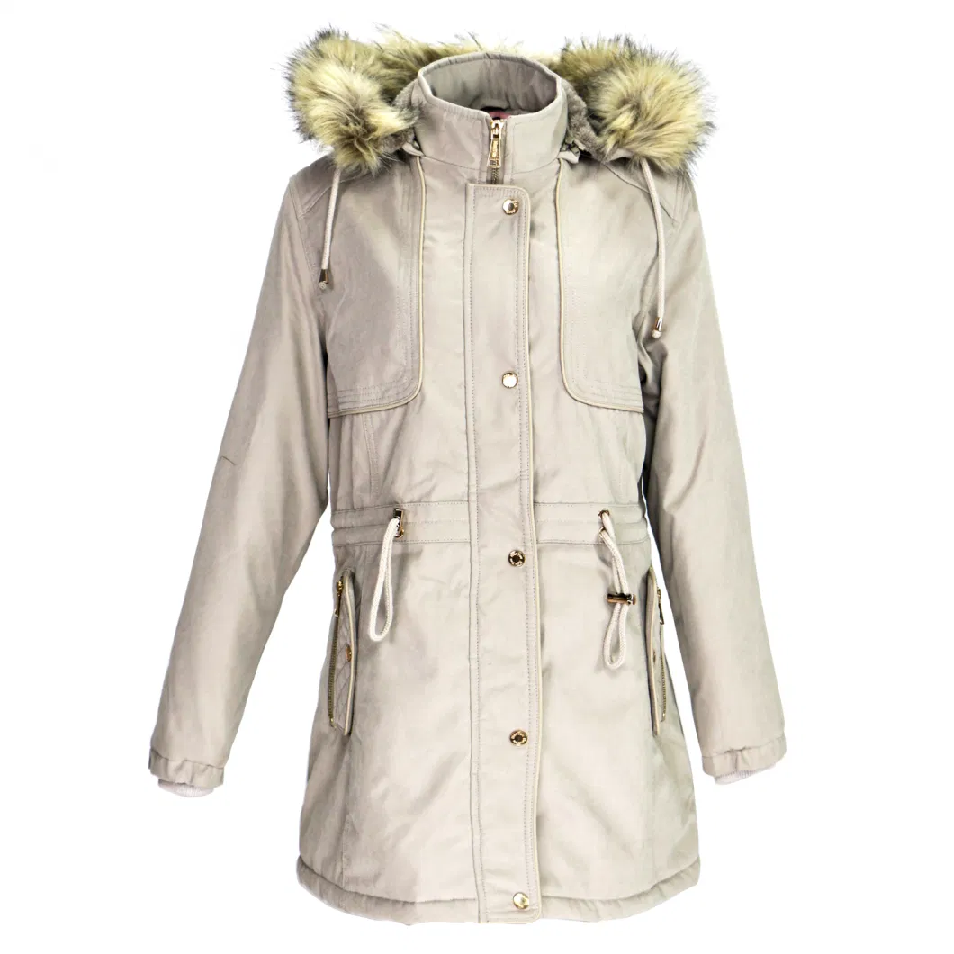 New Design Fshion Warm Winter Lady Down Coat Jacket Hood Fur