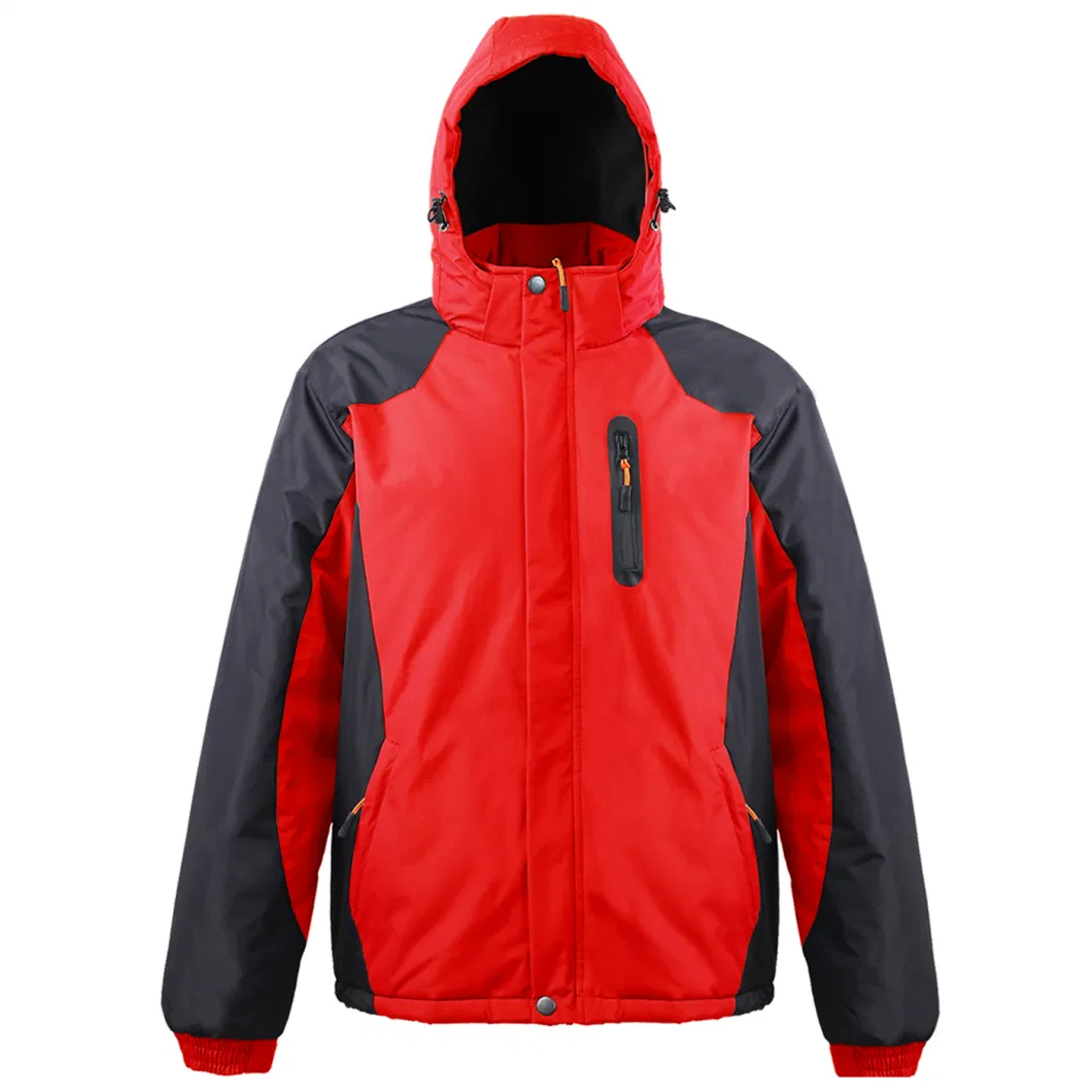 Ski Thick Jackets PVC Fabric Padding Fleece Lining Detactable Hood Contrast Color