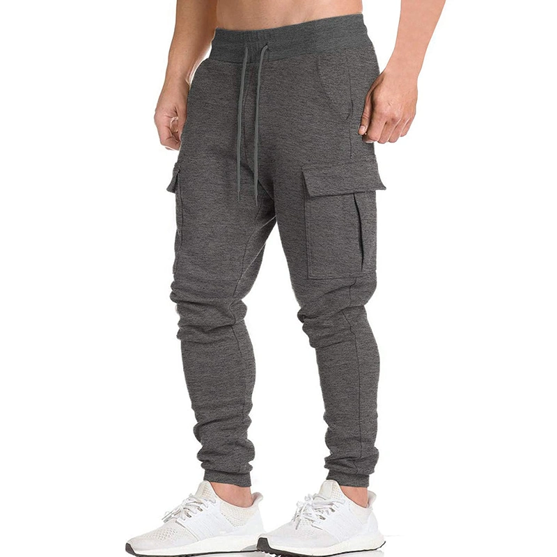 Factory Price Drawstring Waist Sports Pants Men Fitted Cargo Joggers