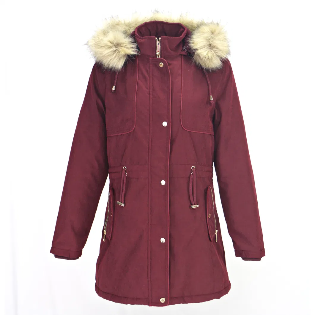 New Design Fshion Warm Winter Lady Down Coat Jacket Hood Fur