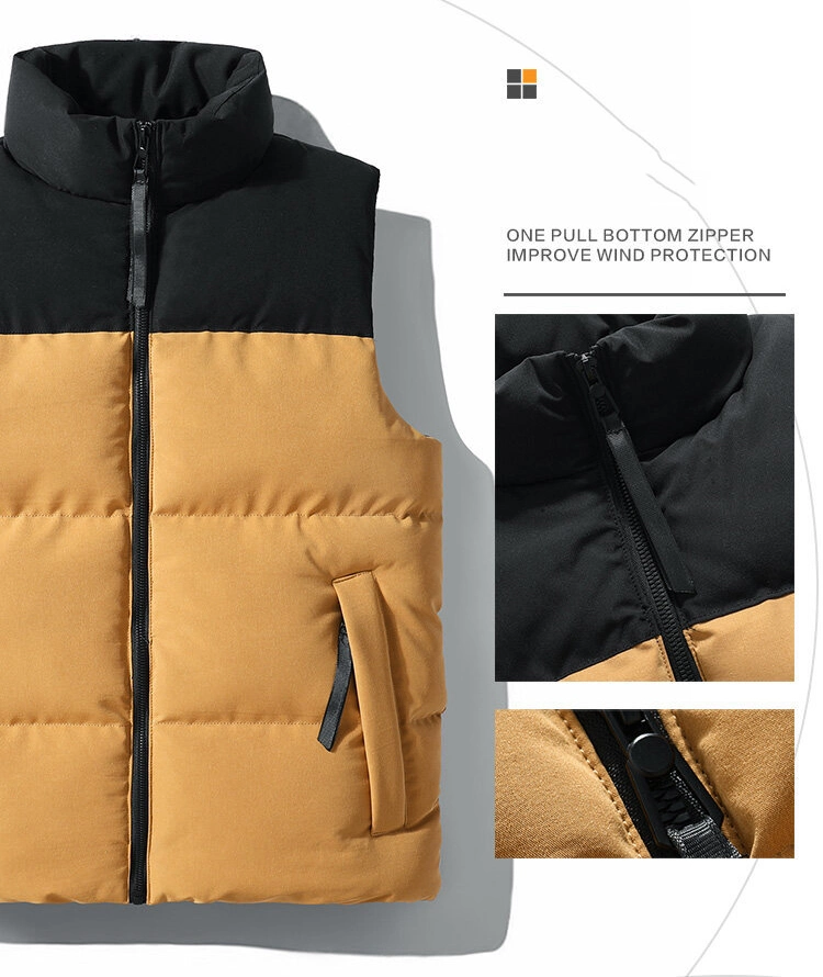 Custom Logo Stand Collar Waterproof Puffy Down Jacket Vest