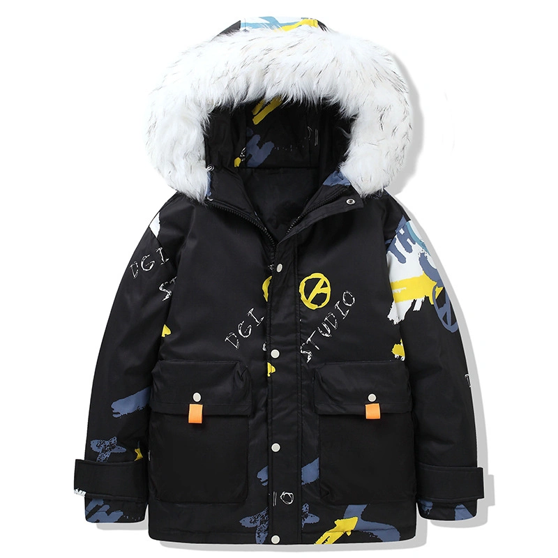 Casual Black Lightweight Lapel Goose Down Jacket