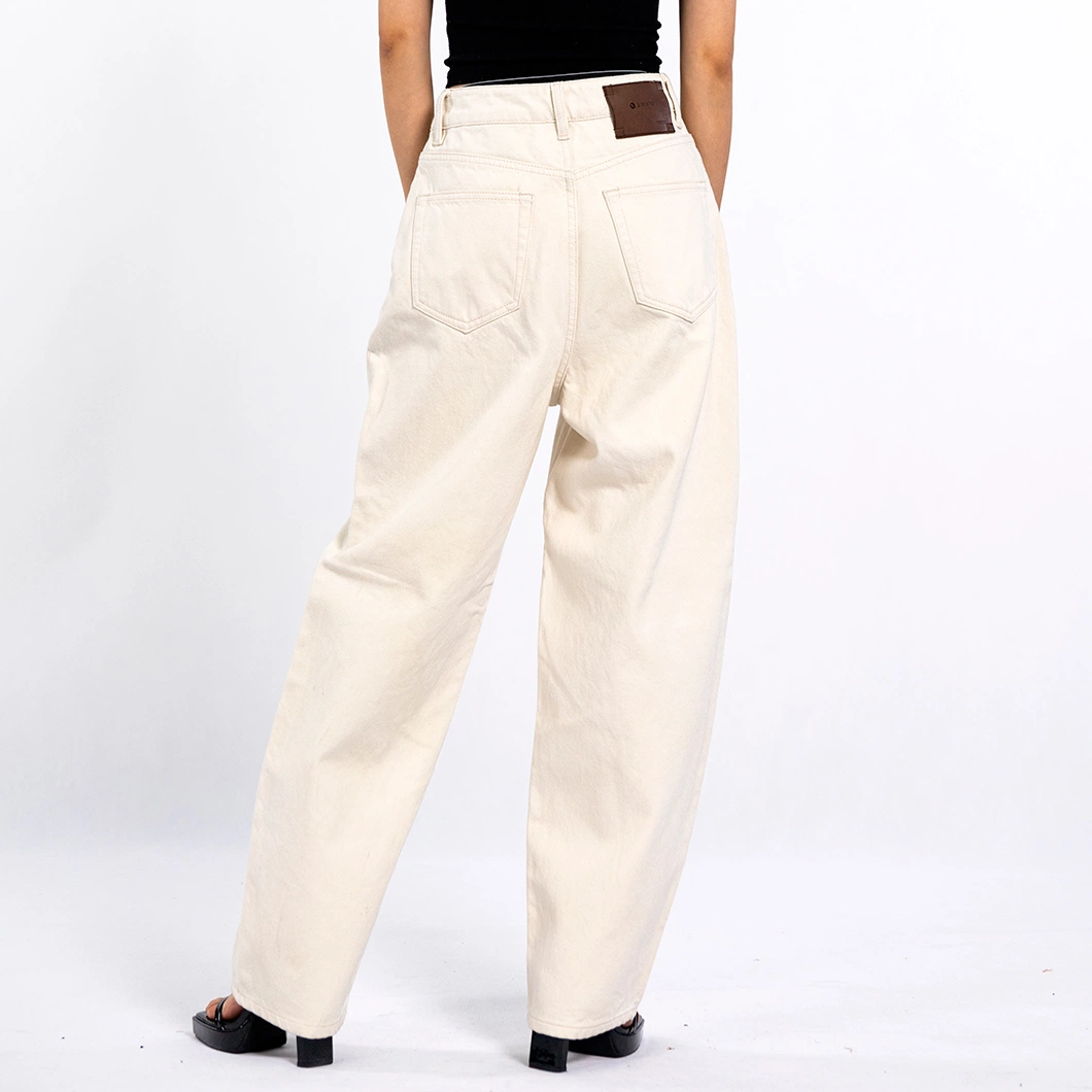 Women&prime;s High Waisted Loose Wide Leg White Jean Pants