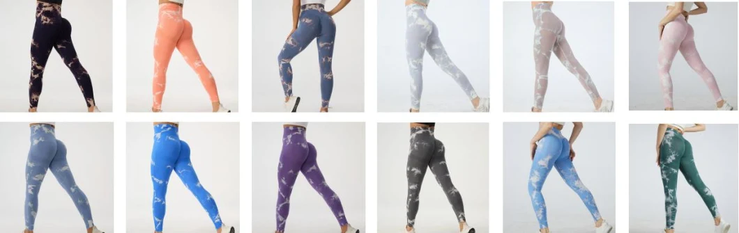 Women Gym Sports Pants Tie Dye Print Seamless Leggings