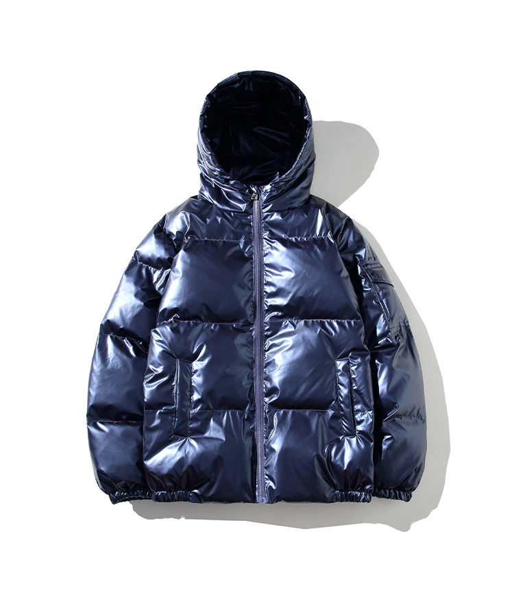 Wholesale Winter Black Bomber Shiny Puffer Men Down Plus Size Jackets