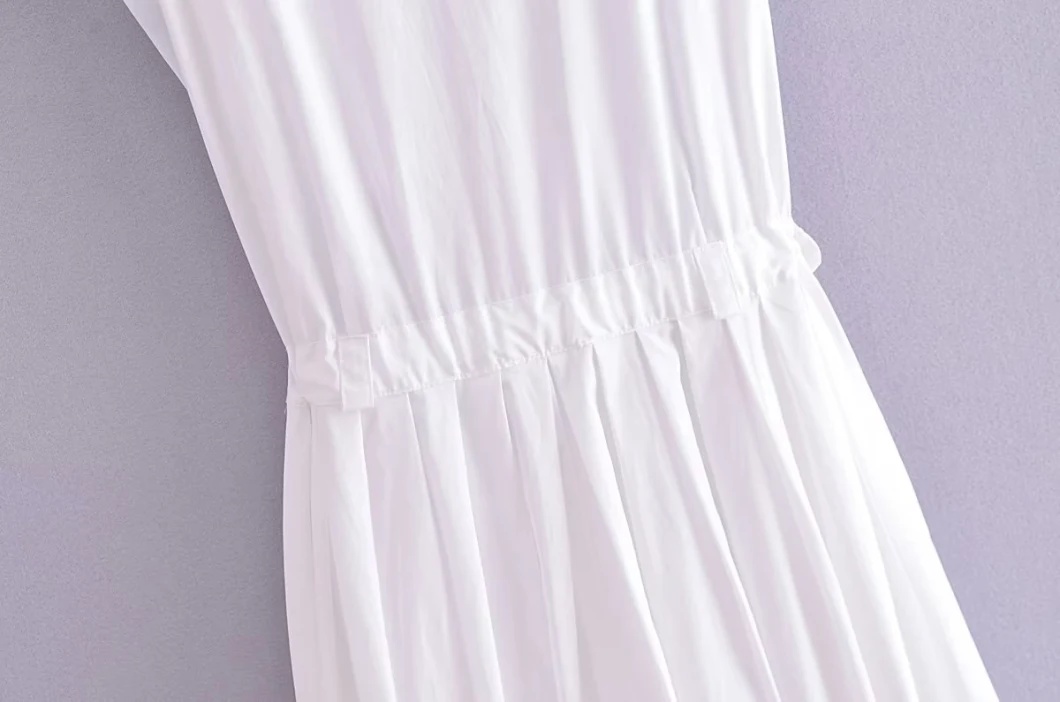 Pb&Za Women&prime;s Wholesale Summer White Pocket Elegant Shirt Dress