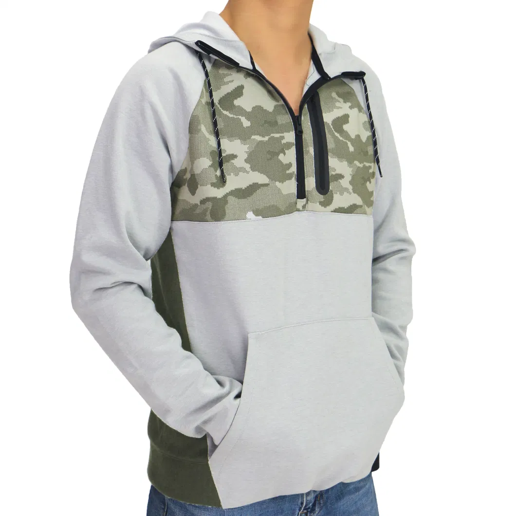 Mens Knitted Sportswear Men Jogging Hoodie Half Zip Pullover