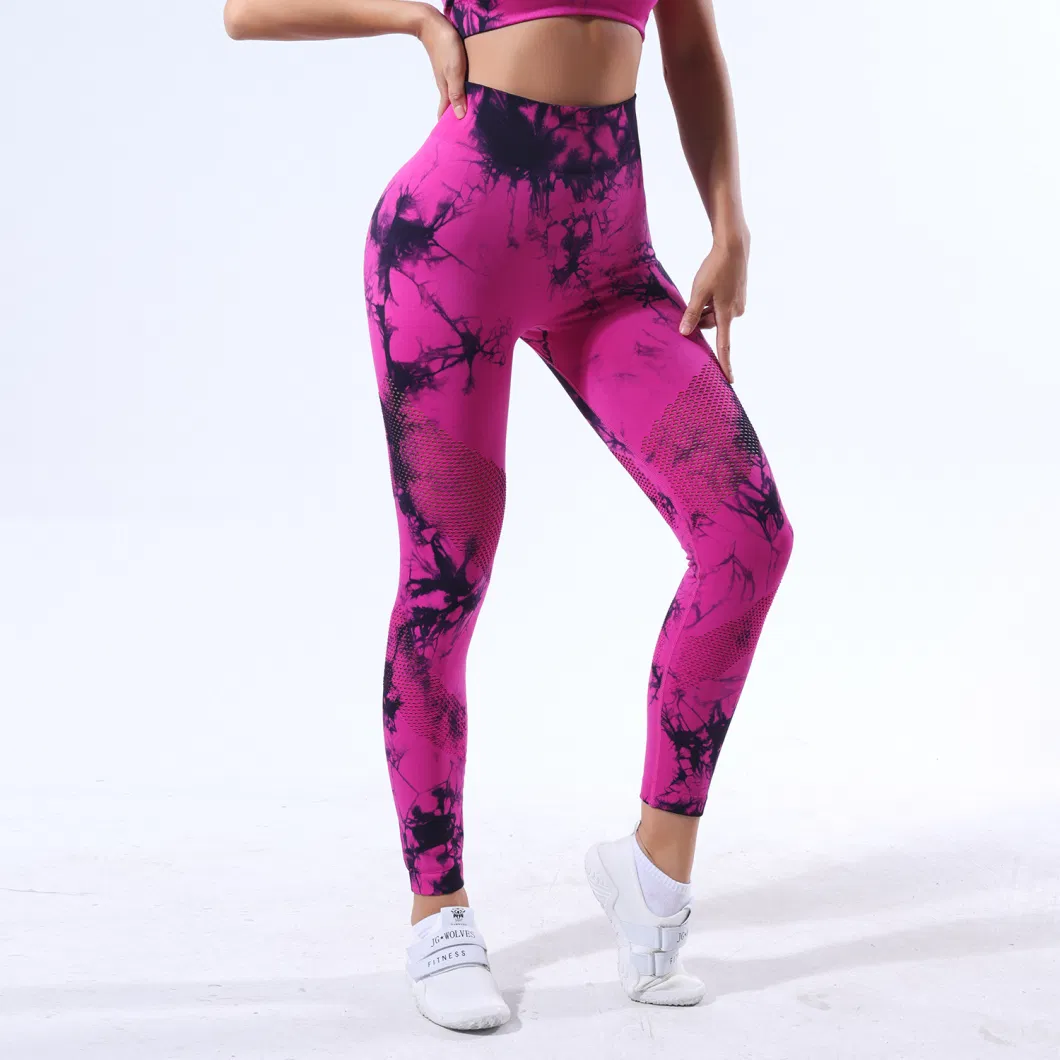 Women&prime;s Tie Dye Print Sports Casual Comfy Skinny Pants for Yoga Gym