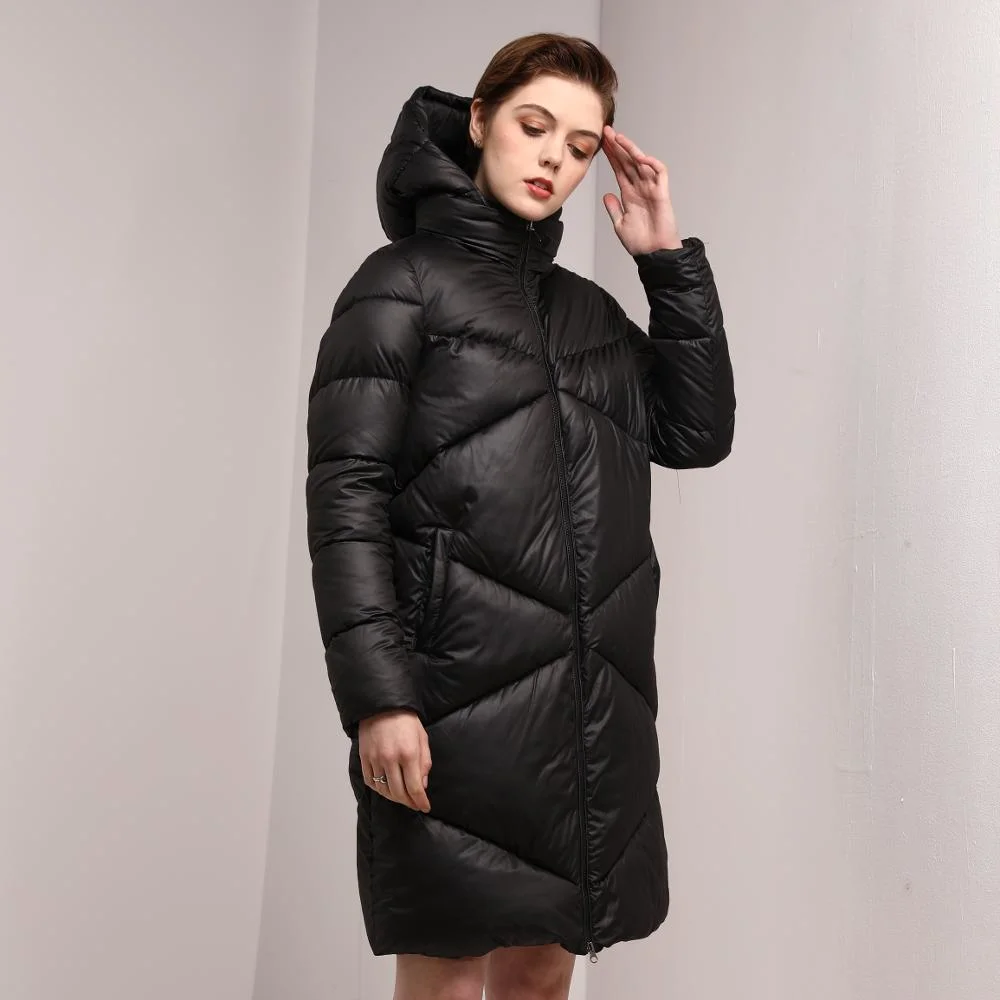 Thick Warm Black Woman Padded Long Down Jacket for Winter