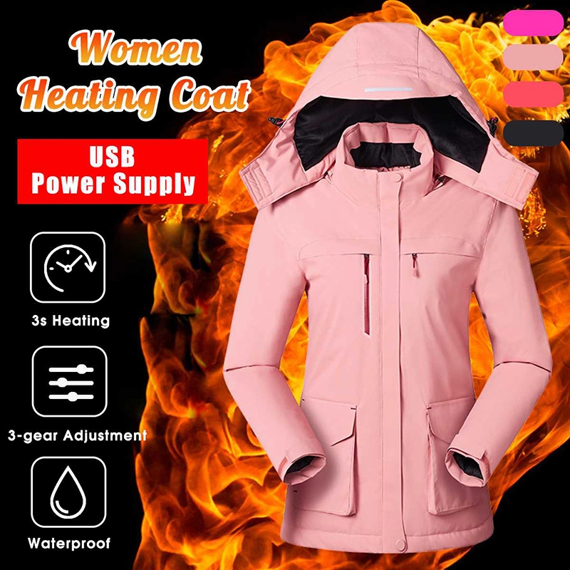 Women Winter Thermal Windbreaker Long Sleeves Hooded Coat