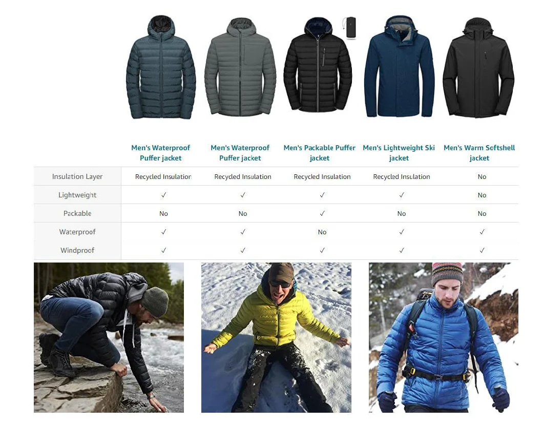 Men&prime; S Insulated Running Warm Jacket, Thermal Hybrid Hiking Jacket