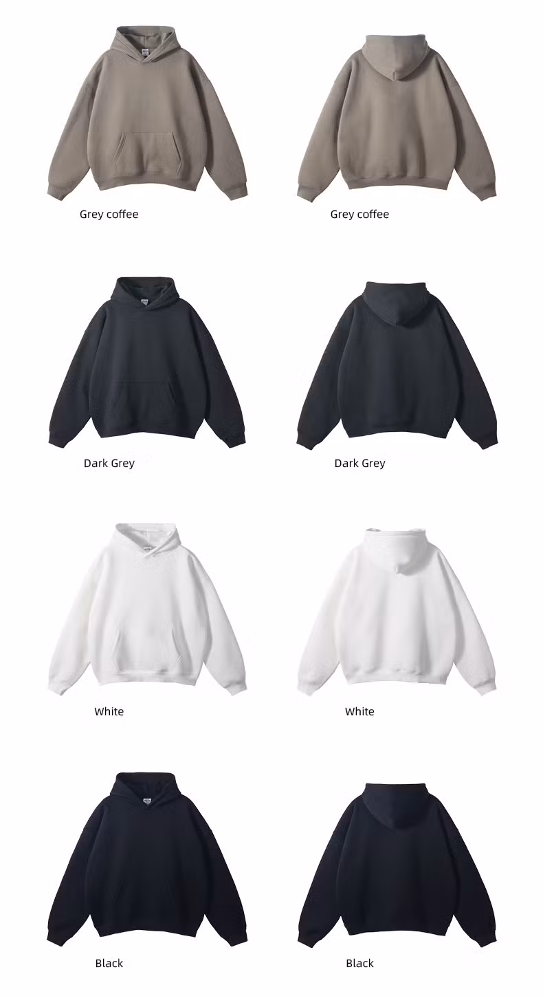 High Quality 360g Fleece Heavy Weight Blank Plain Custom Puff Printing Embroidery Unisex Oversize Pullover Sudaderas Customized Embroidered Men Essential Hoodie
