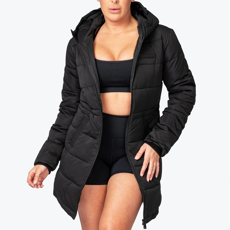 Lightwegith Polyester Women Fitness Clothing Long Line Puffer Down Jacket