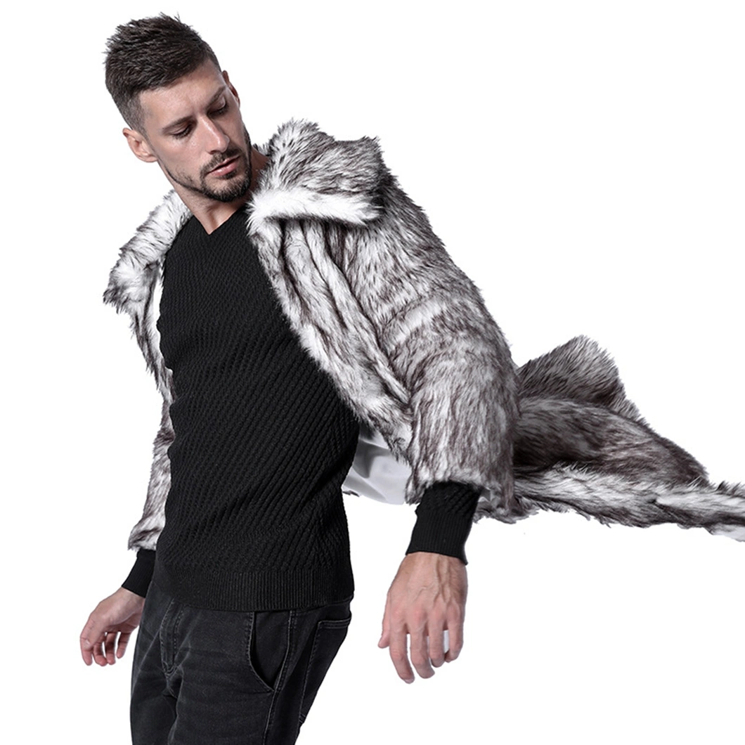 Eco-Friendly Men&prime;s Faux Fur Coat: European &amp; Us Style