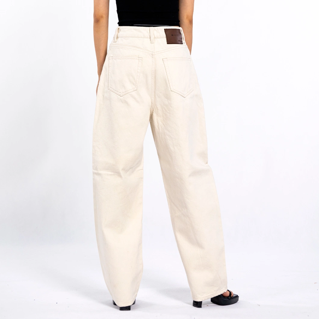 Women&prime;s High Waisted Loose Wide Leg White Jean Pants