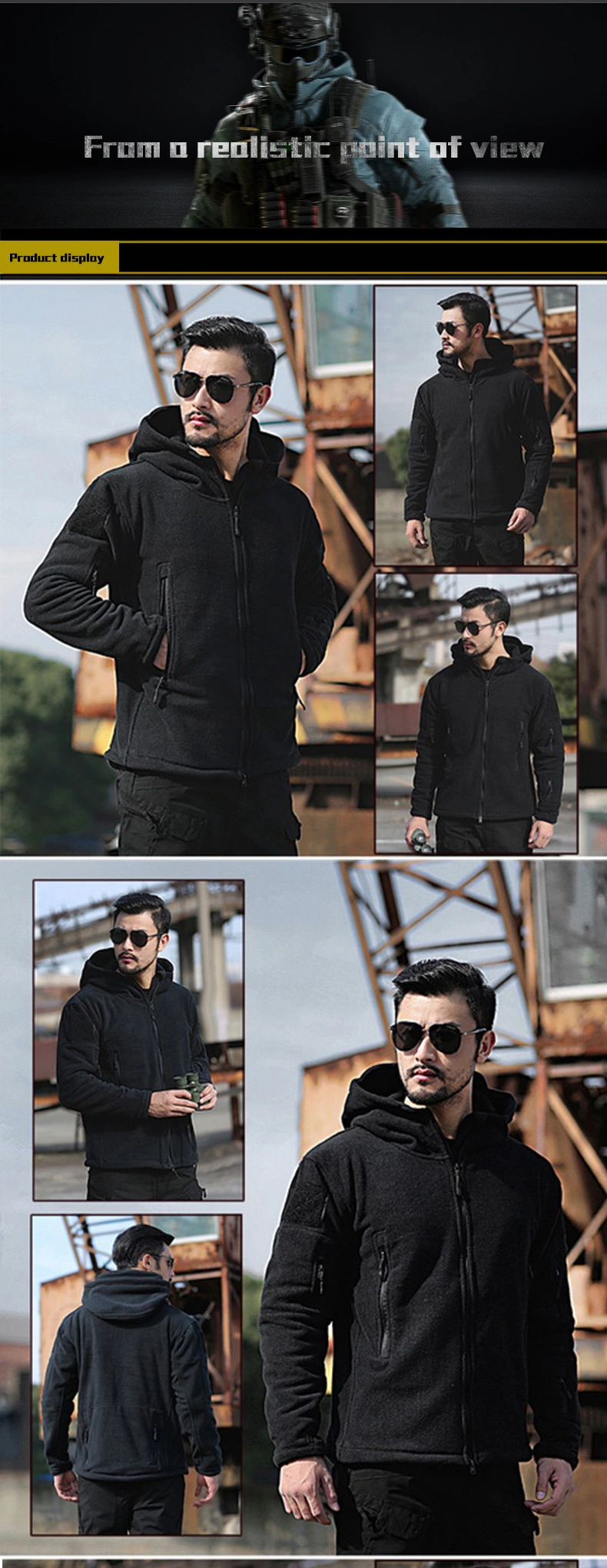 Customized Full Zipper Tactical Wool Jacket, Warm Work Clothes, Men&prime;s and Women&prime;s Winter Sweaters, Double-Sided Thickened Wool Jacket