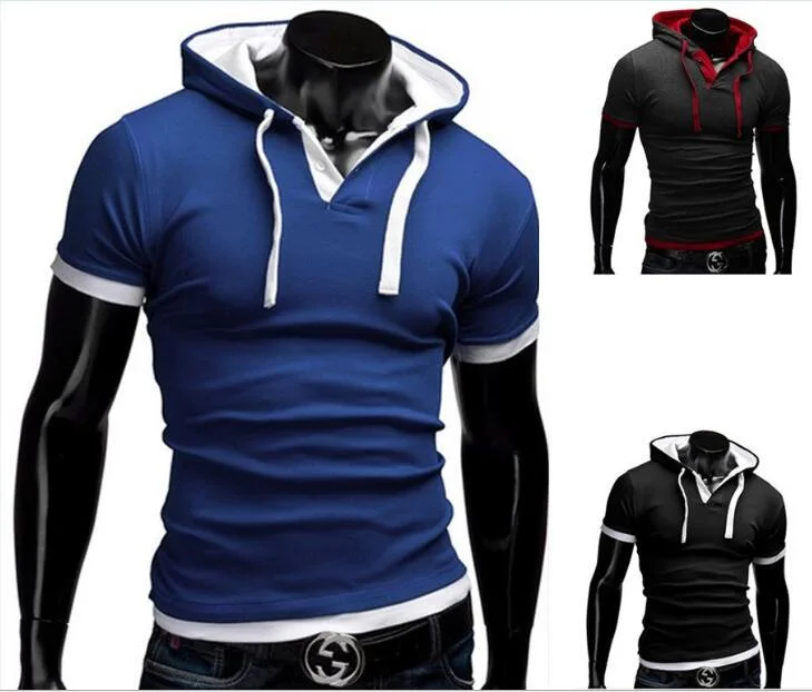 Fashion Man Plain Pullover Short Sleeve with Hood