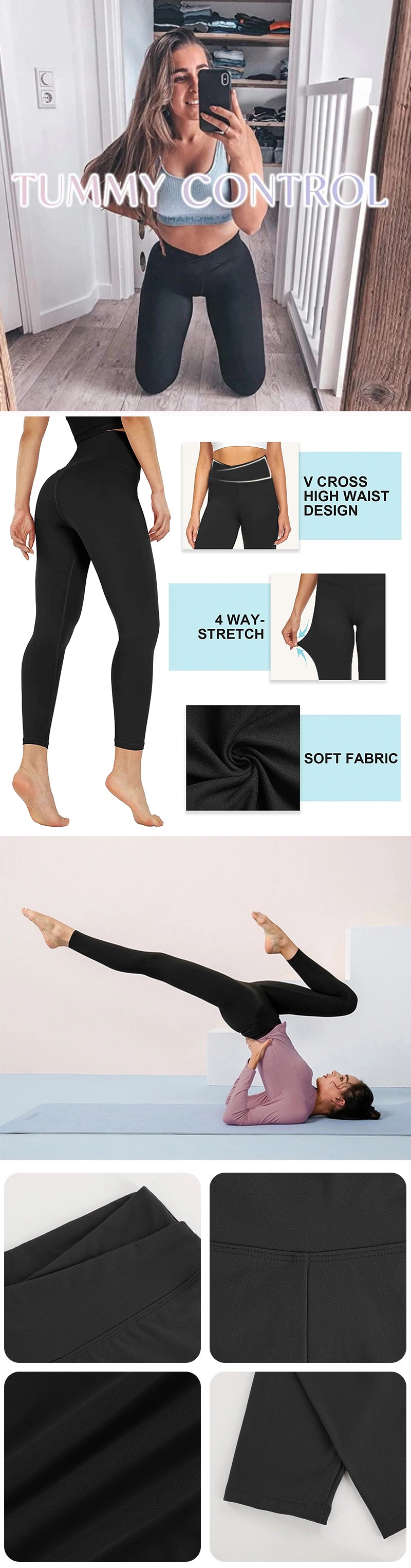 Factory Wholesale Tiktok Hot Running Tights V-Cut Exercise Trousers Pants for Women, Custom Yoga Wear Sports Sexy Gym Leggings with V Waistband