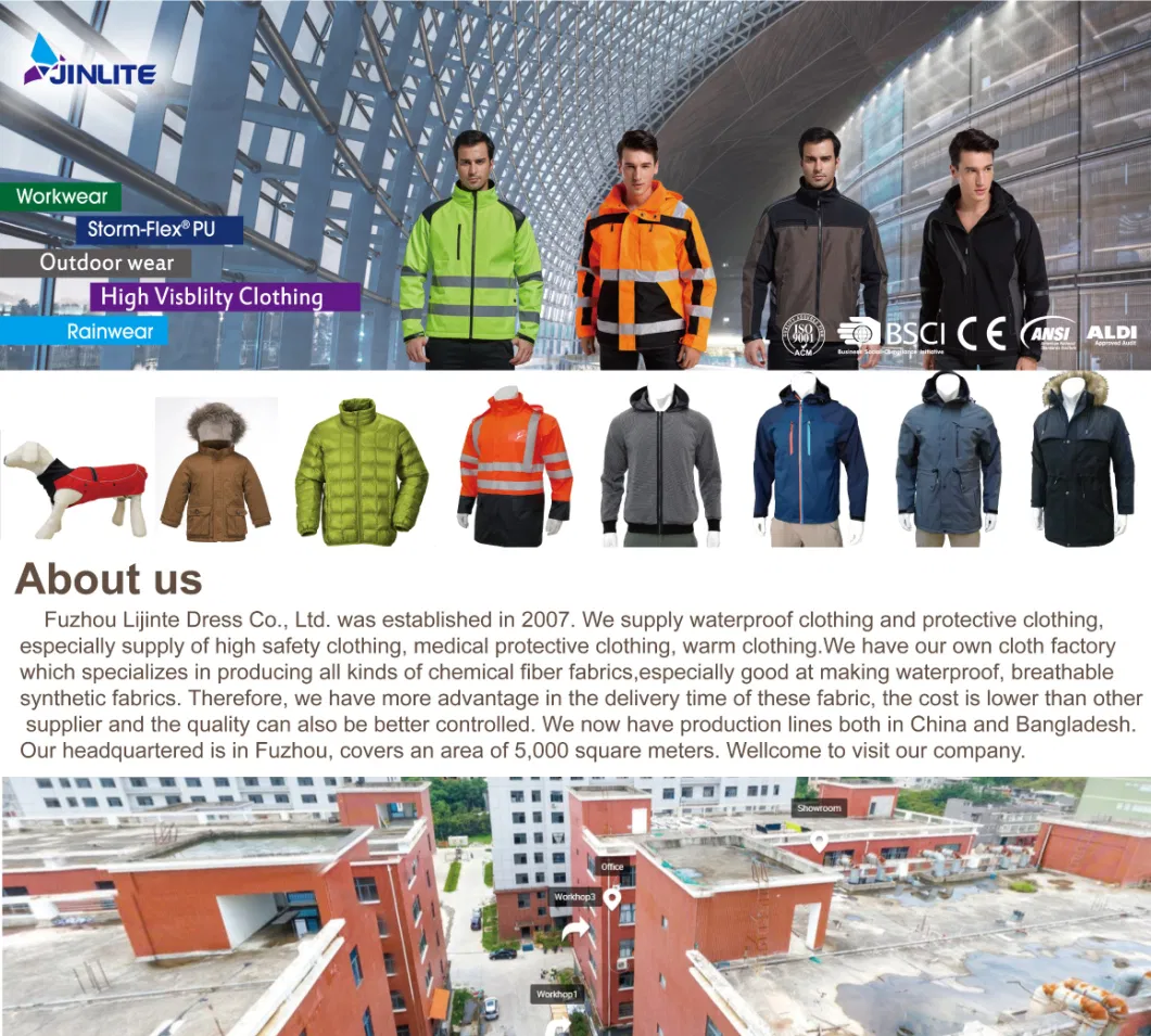 Men Fashion PU Materials Waterproof MID-Length Rain Jacket Rainwear