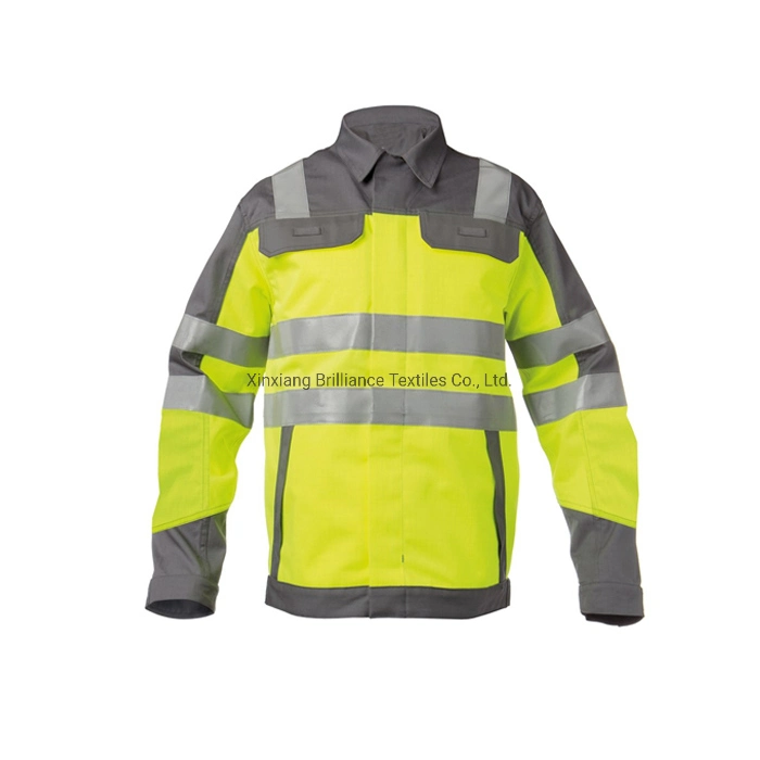 High-Vis Safety Full-Zip Yellow Waterproof Jacket