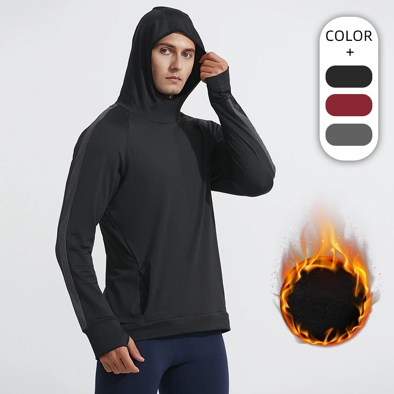 Factory Price Men&prime;s Casual Fleece Lined Long Sleeve Gym Hooded Sweatshirts with Thumb Holes for Male, Custom Logo Winter Windbreaker Athletic Hoodie Pullovers