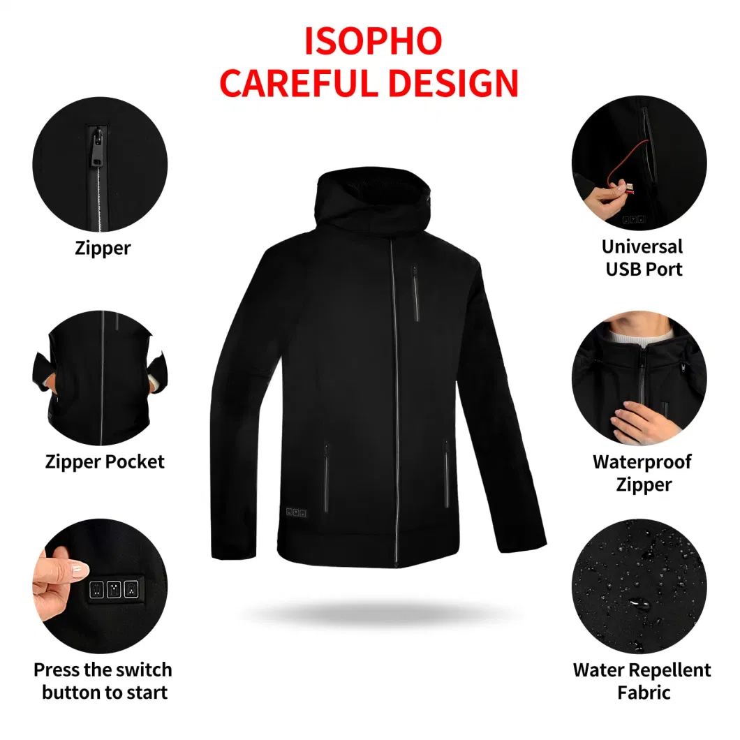 USB Heated Coat Heated Shell Jacket Electric Heating Jacket for Men Women