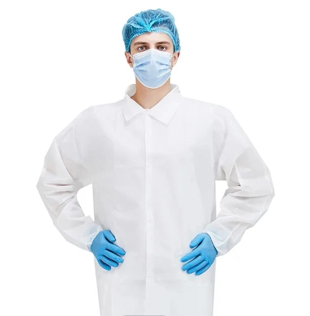 Professional Lab Coat for Men, Full Sleeve Cotton Blend Long Medical Coat