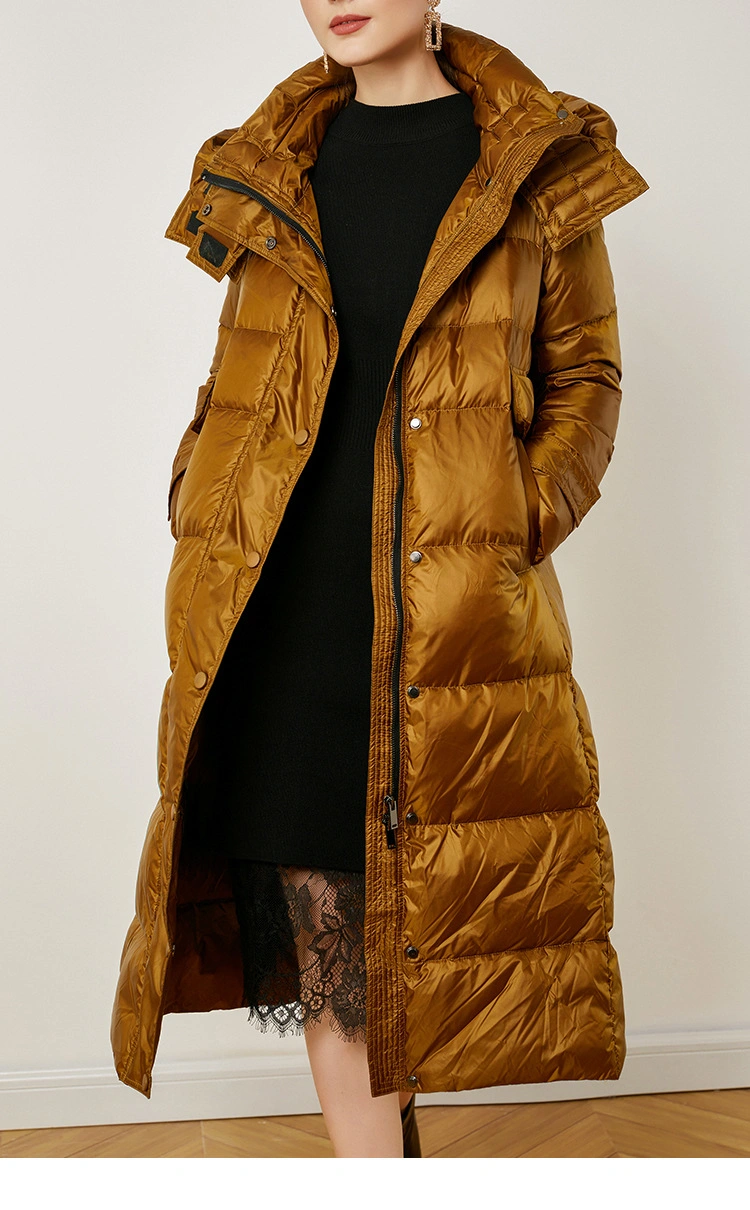 Down Jacket Women&prime;s Long New Winter White Duck Down Coat Slim Fit and Elongated Warm Down Jacket