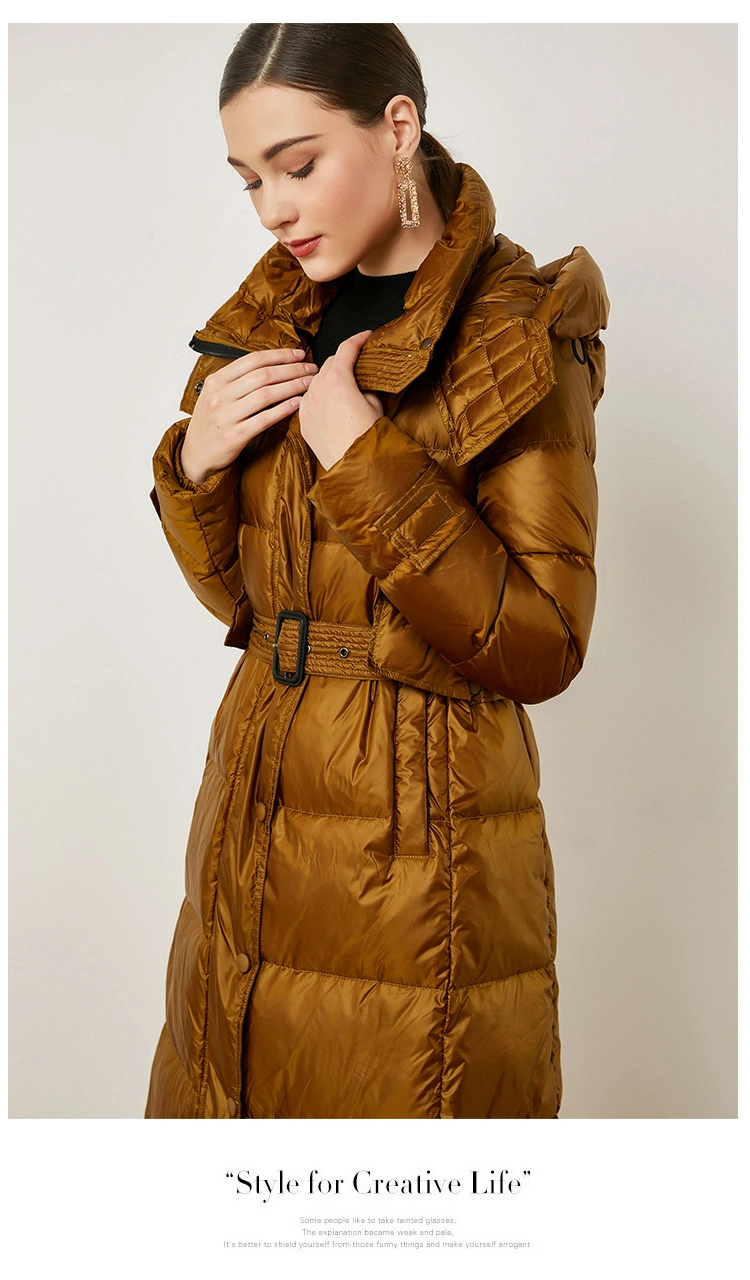 Down Jacket Women&prime;s Long New Winter White Duck Down Coat Slim Fit and Elongated Warm Down Jacket