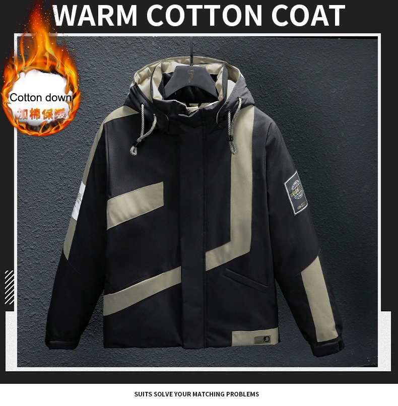 Oversize Winter Jacket Windproof Puffer Down Cotton Coat Men Hooded Parka