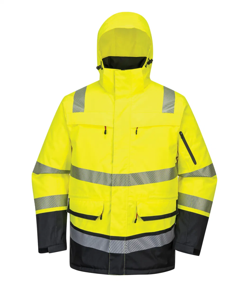 Reflective Safety Clothing Insulated Men&prime; S Parka Jacket Winter Waterproof Work Wear Jacket