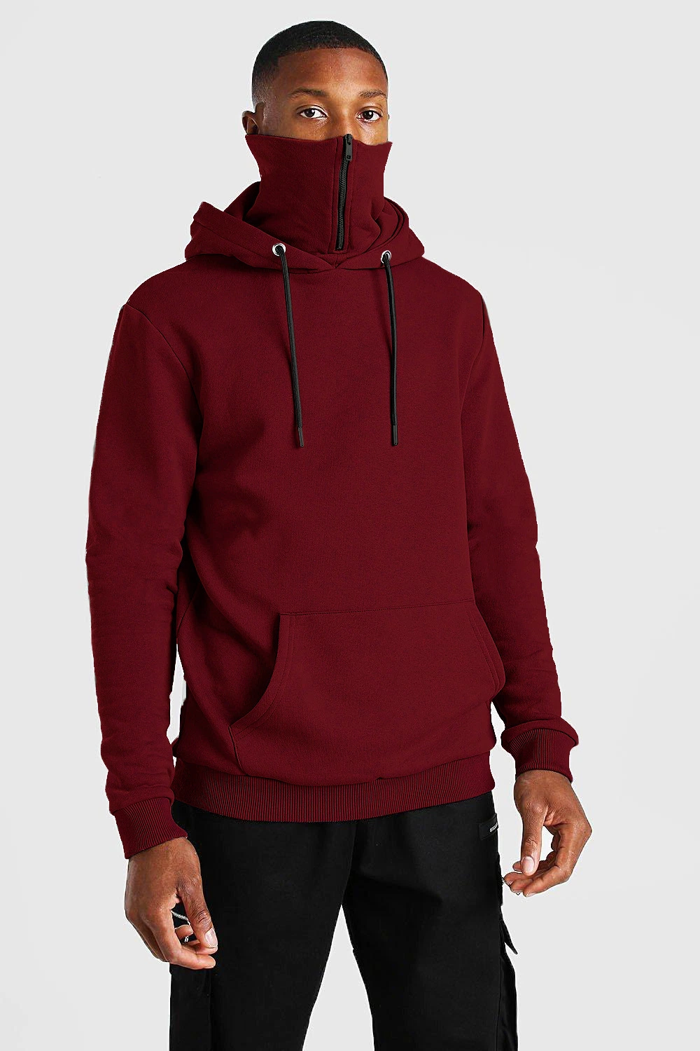 Wholesale Plain Printed Fleece Pullover with Face Masked Hoodie for Men