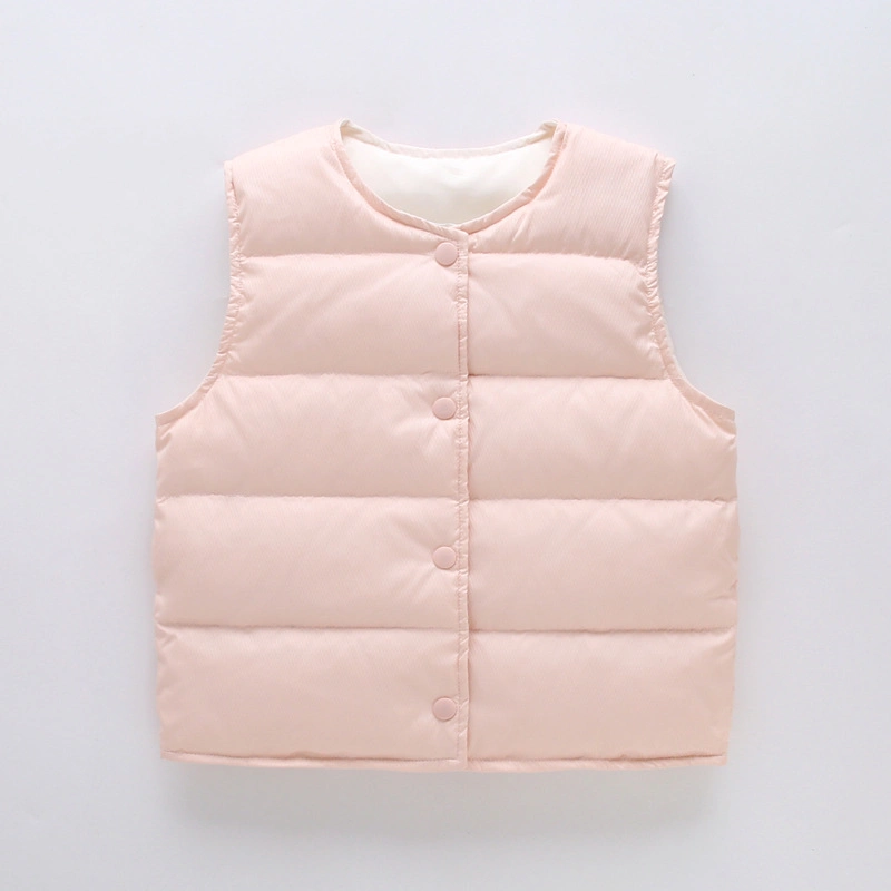 Autumn and Winter Boys and Girls Down Vest Warm Collarless Vest Jacket