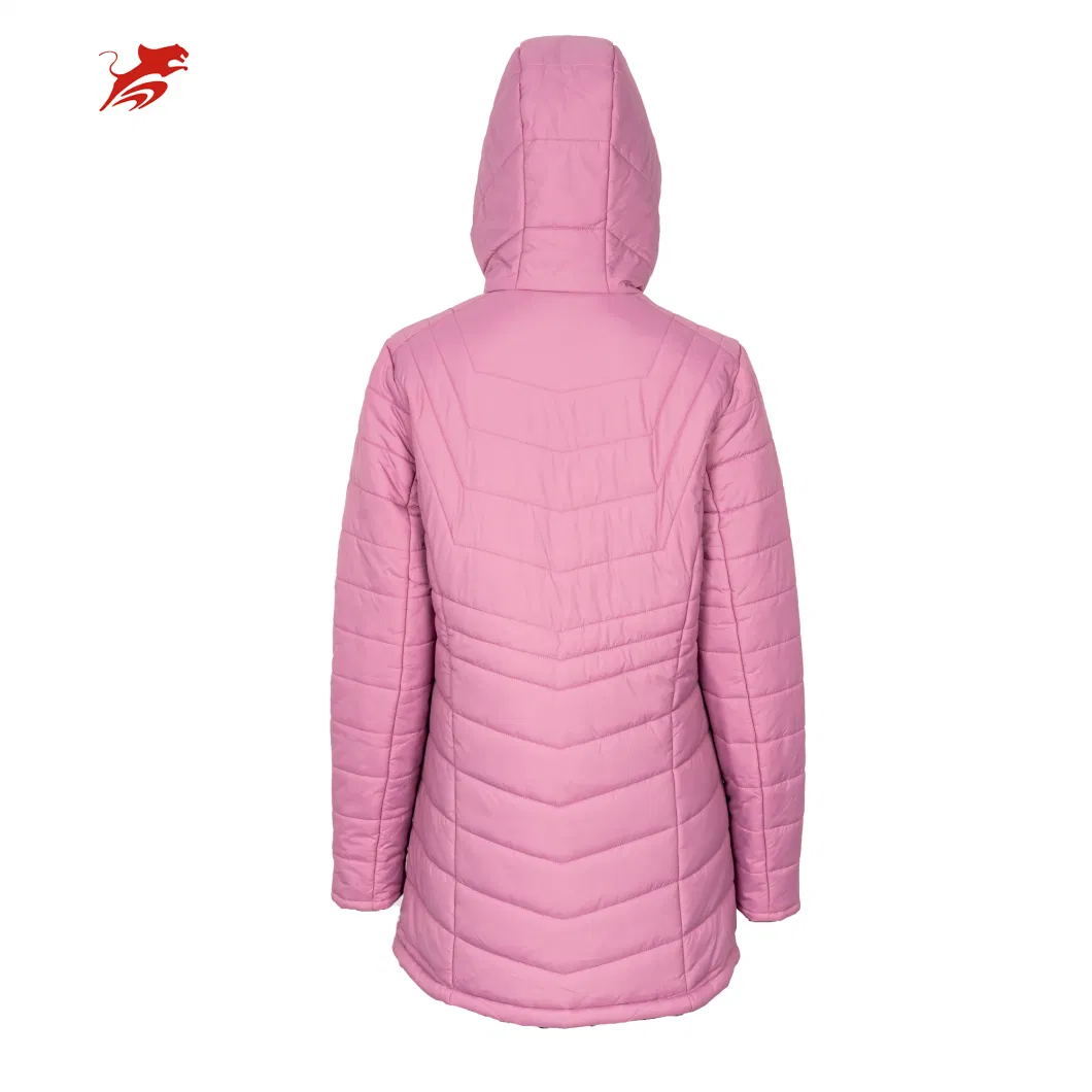 Asiapo China Factory Women&prime;s Hot Selling Pink Hooded Zippered Parkas Casual Travel Outdoor Fashion Puffer Jackets