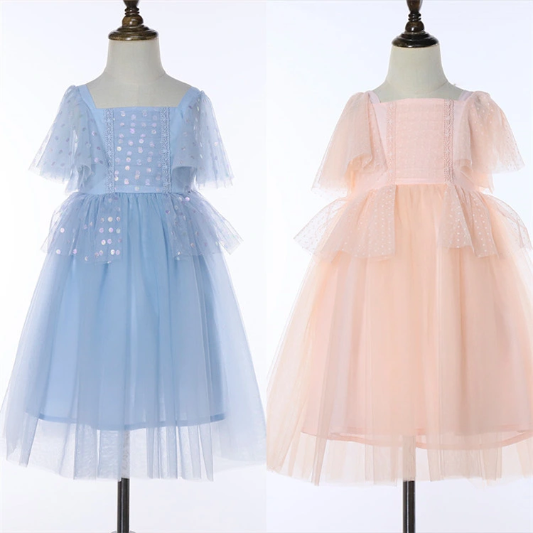 Customized Fashion Girls Dress Soft Tulle Lace Summer Dress