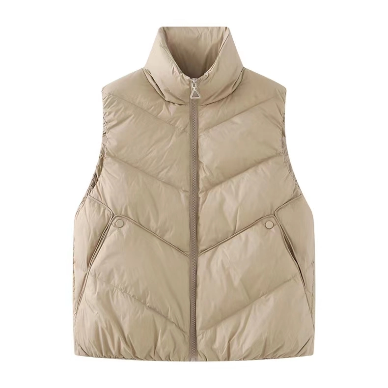 High Quality Women Fall Winter Clothes Bubble Jacket Vest Solid Color Plain Cropped Duck Down Puffer Vest