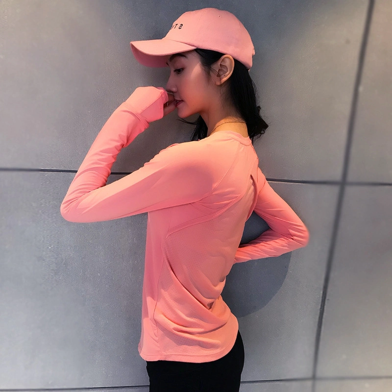 Long Sleeve Women&prime; S Exercise Quick Dry Half Zipper Running T-Shirt Yoga Jacket Training Round Collar