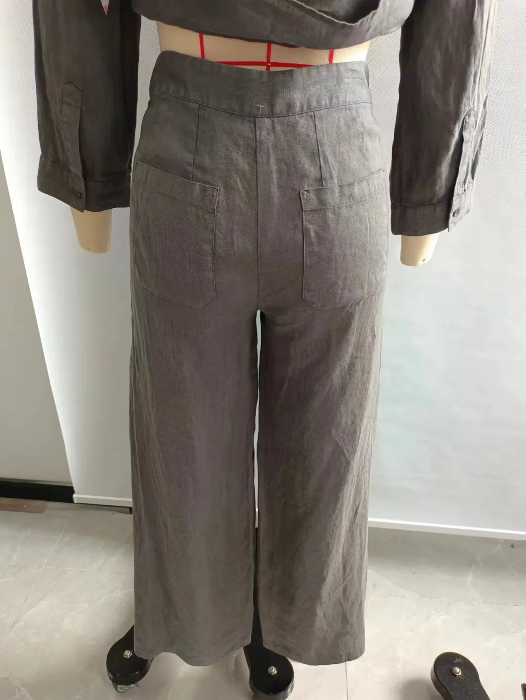 Best Selling Breathable 100% Linen Women Casual Pants with Pockets