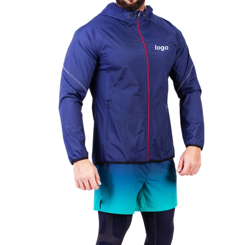 Waterproof Polyester Packable Zip up Men Training Windbreaker Jacket