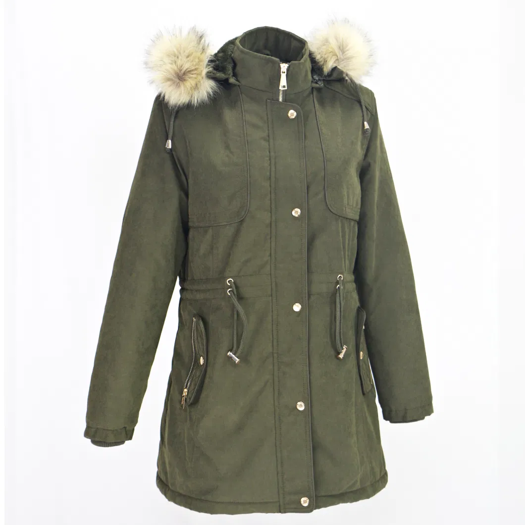 New Design Fshion Warm Winter Lady Down Coat Jacket Hood Fur