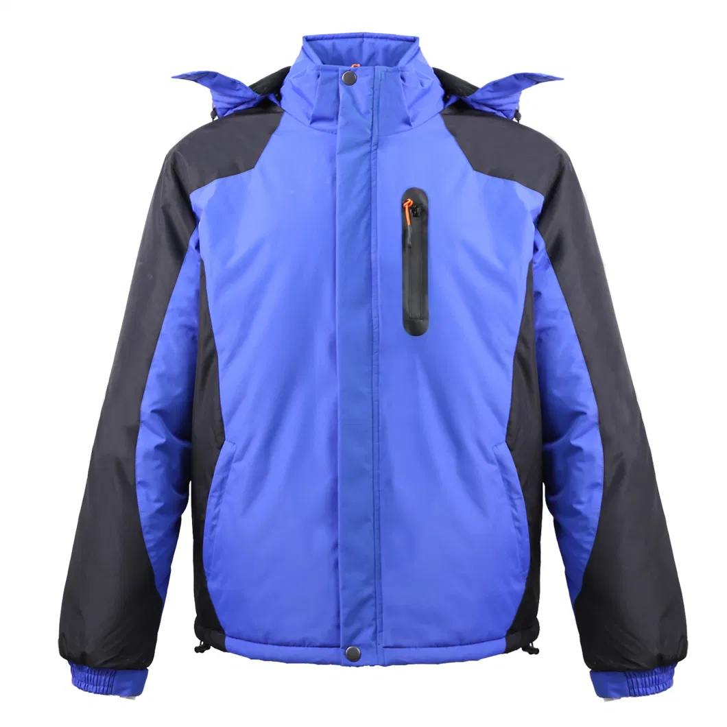 Ski Thick Jackets PVC Fabric Padding Fleece Lining Detactable Hood Contrast Color