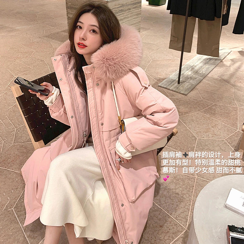 Fashionable New White-Duck Down Jacket Women&prime;s Long Down Jacket